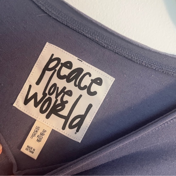 Peace‎ Love World Blue Maxi Tee Dress with Side Slit, Small Petite - Picture 3 of 4